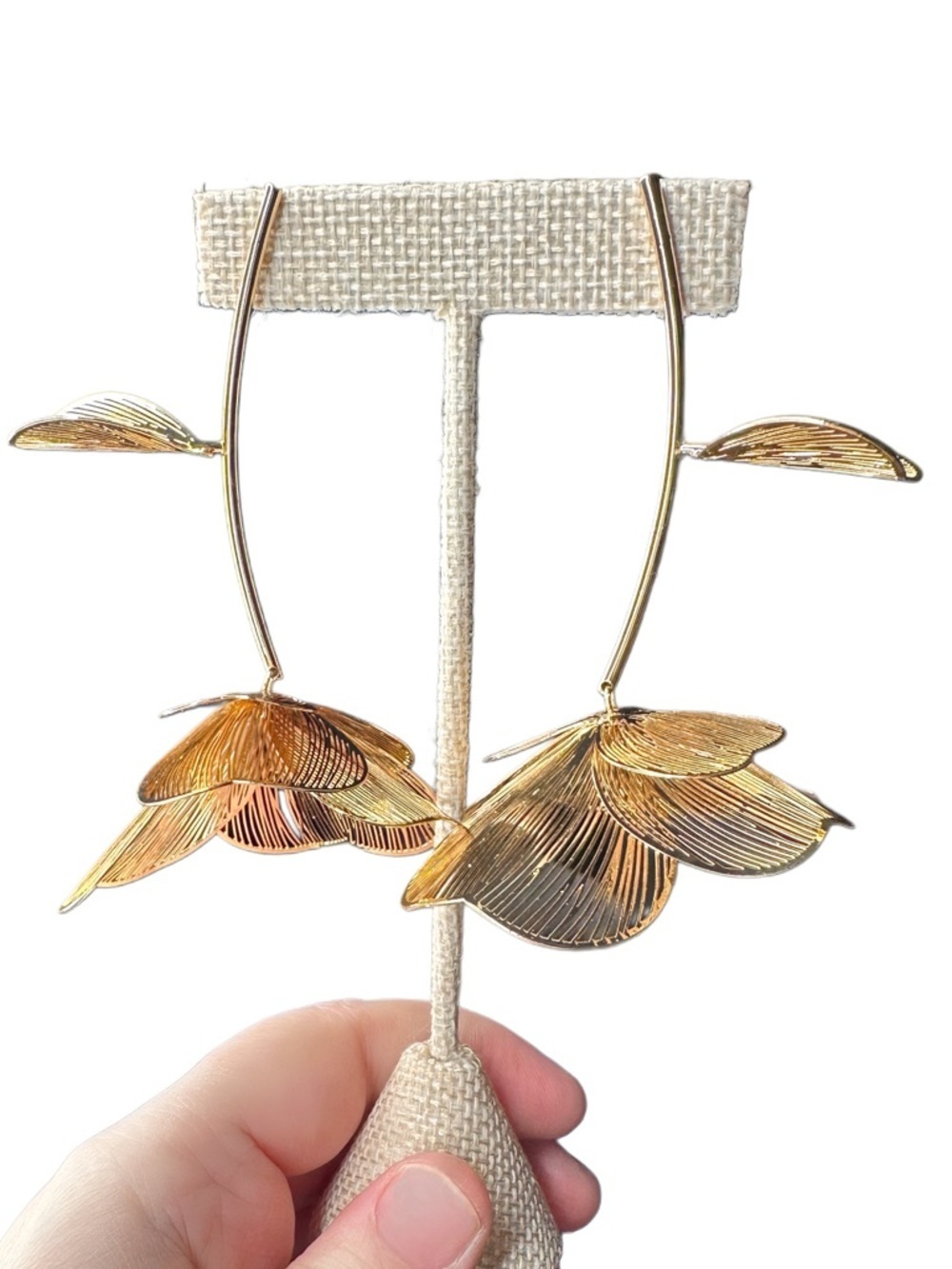 Gold Floral Drop Earrings - Women Jewelry